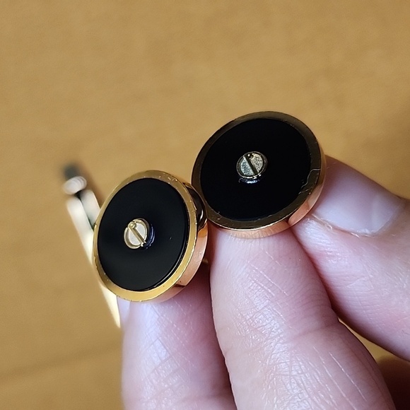 Dunhill cufflinks set Authentic gold plated with black enamel - Picture 11 of 14